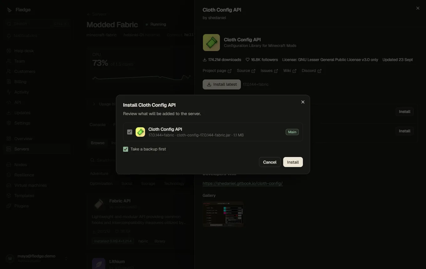 The install plan with dependencies