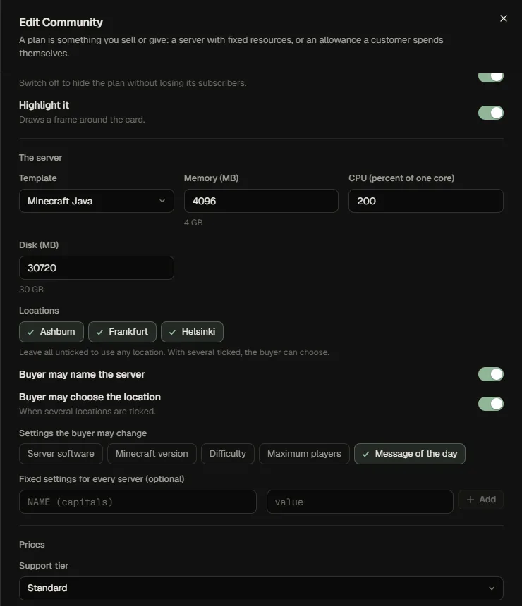 The plan editor