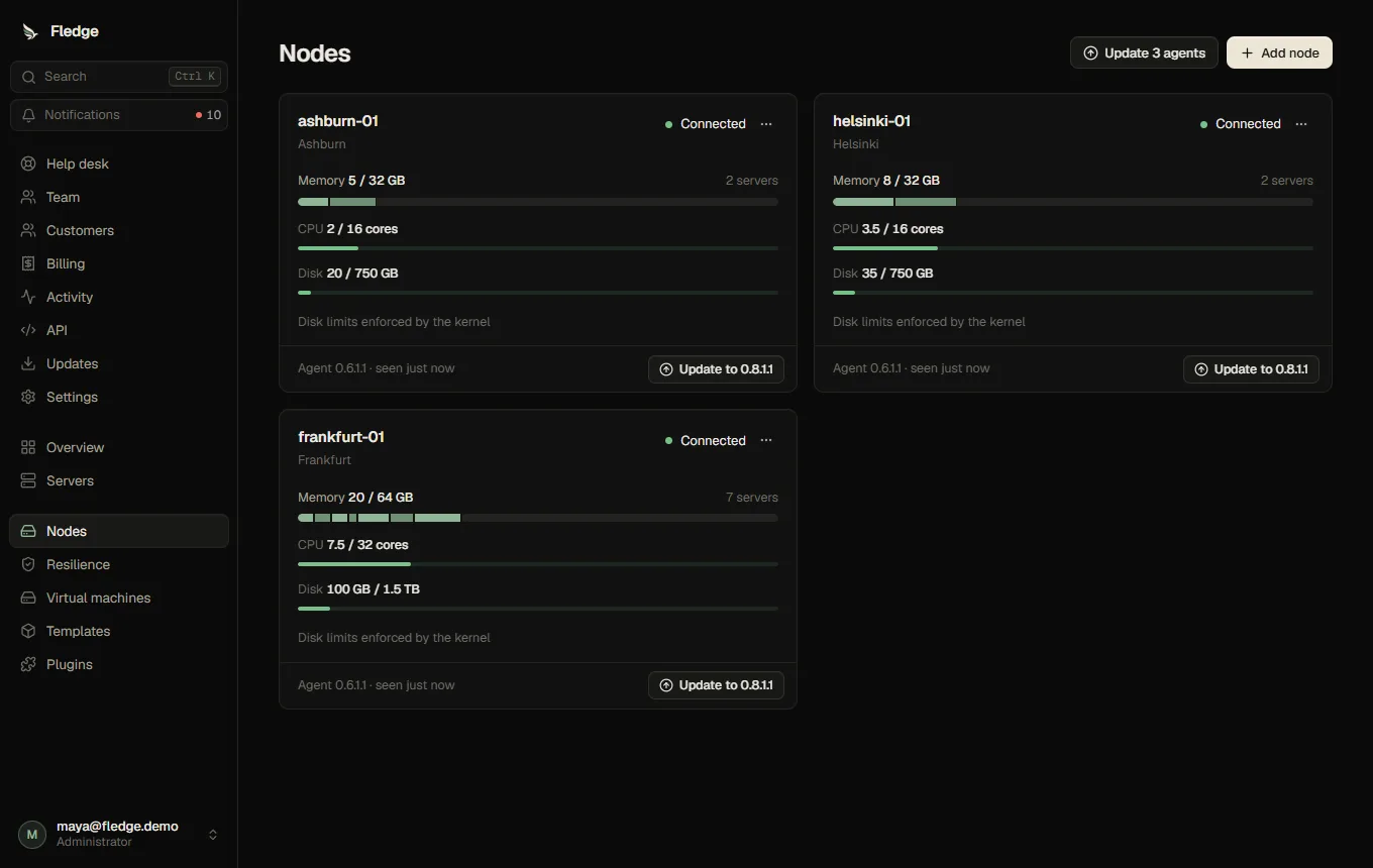 The Nodes page