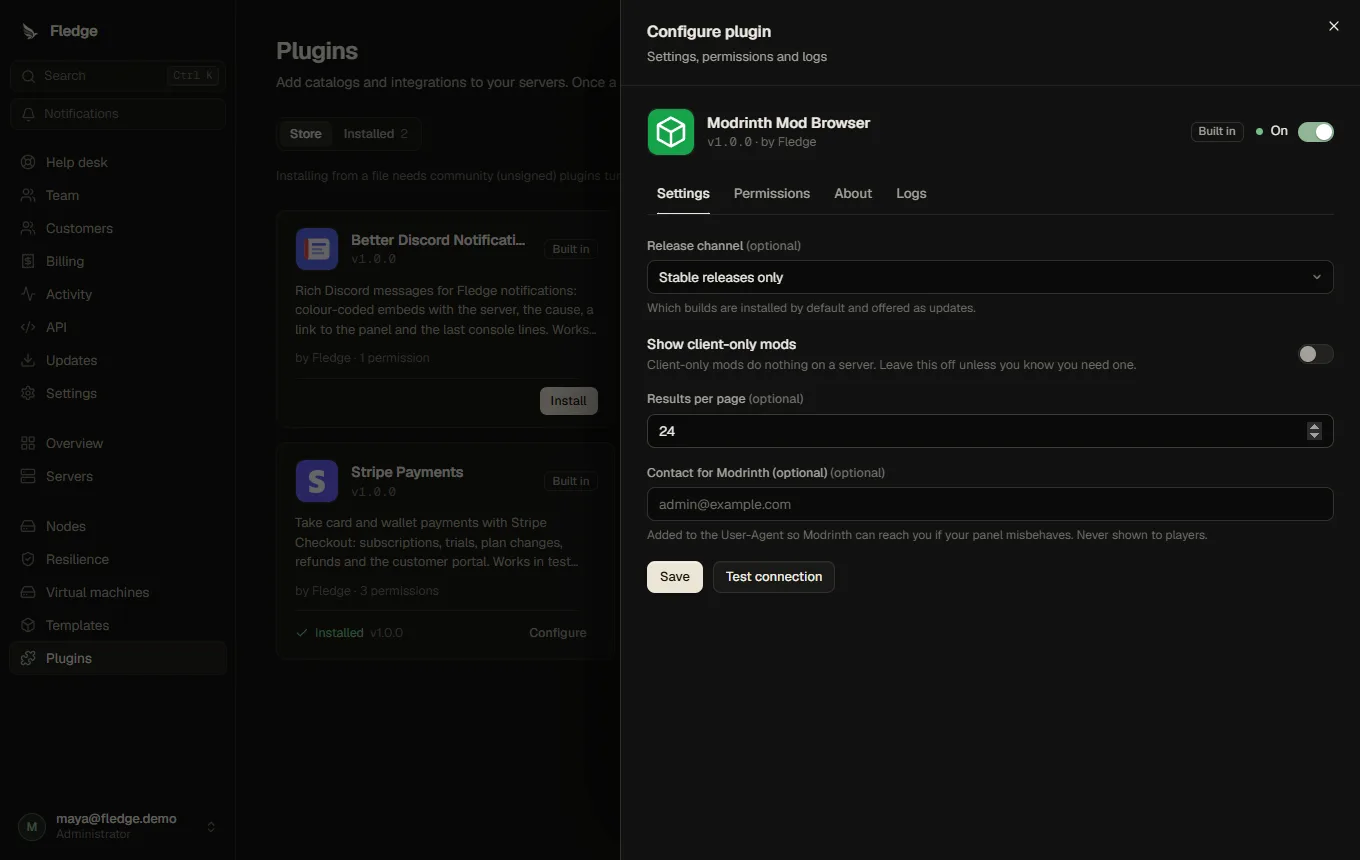 Configuring a plugin
