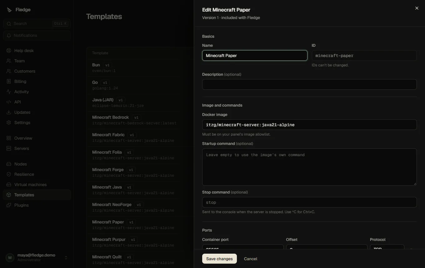 The template editor